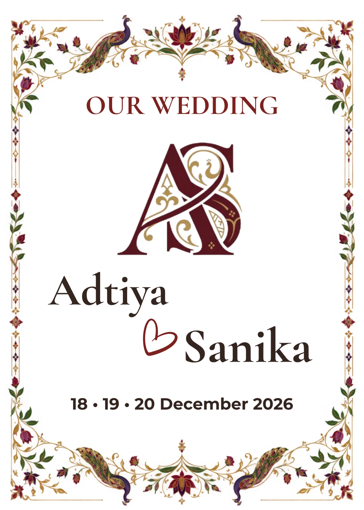 Ritual ceremony itinerary schedule