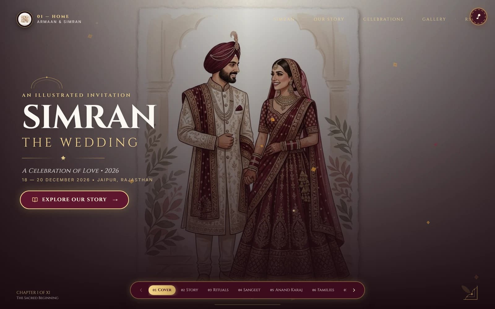Live wedding website preview